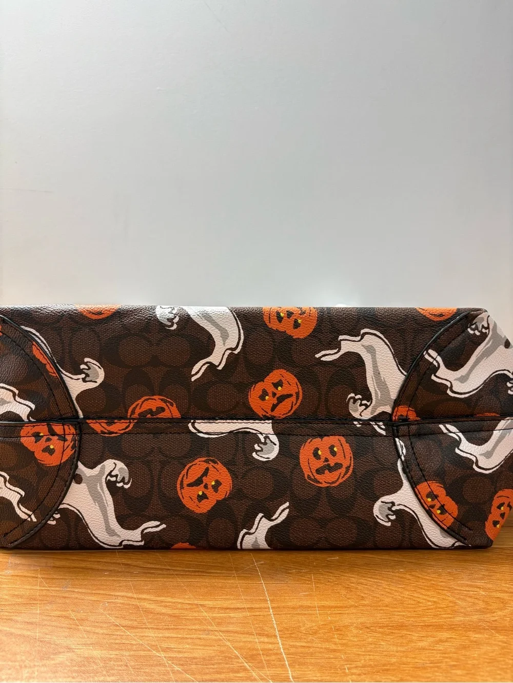 Coach Ghost & Pumpkin Print Tote Bag - Brown/Orange/White
